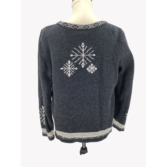 Vintage Button-Up Gray Wool Cardigan Ugly Christmas Sweater Womens Size M - Picture 5 of 8